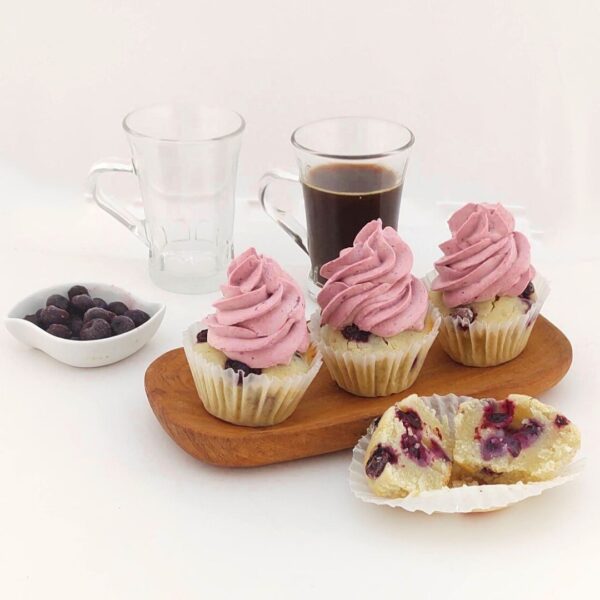 Cupcakes-vainilla y arándanos (Vegan)
